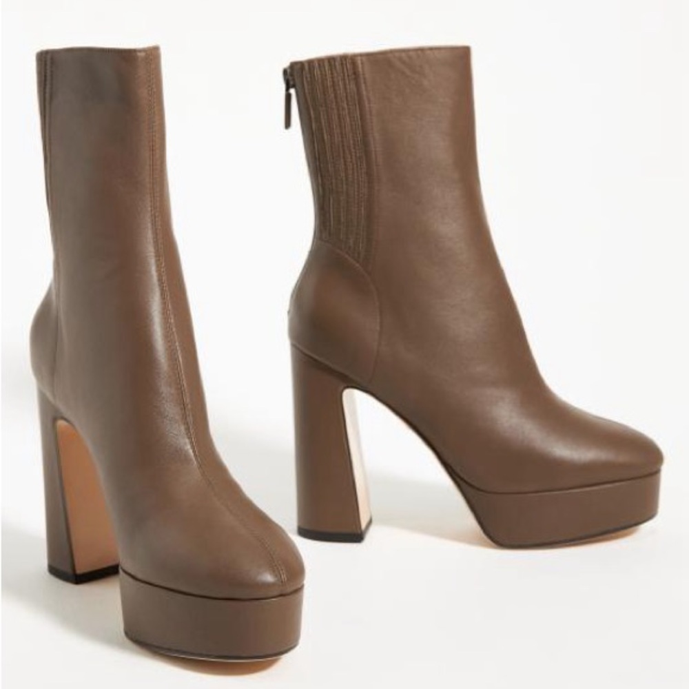 Anthropologie Lola Cruz Leste Leather Platform Zip Boots